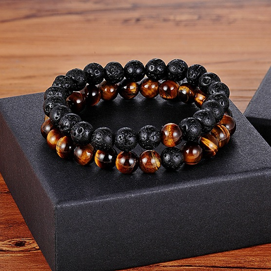 StoneBound Nature | Set van twee 8mm Kralen Armbanden
