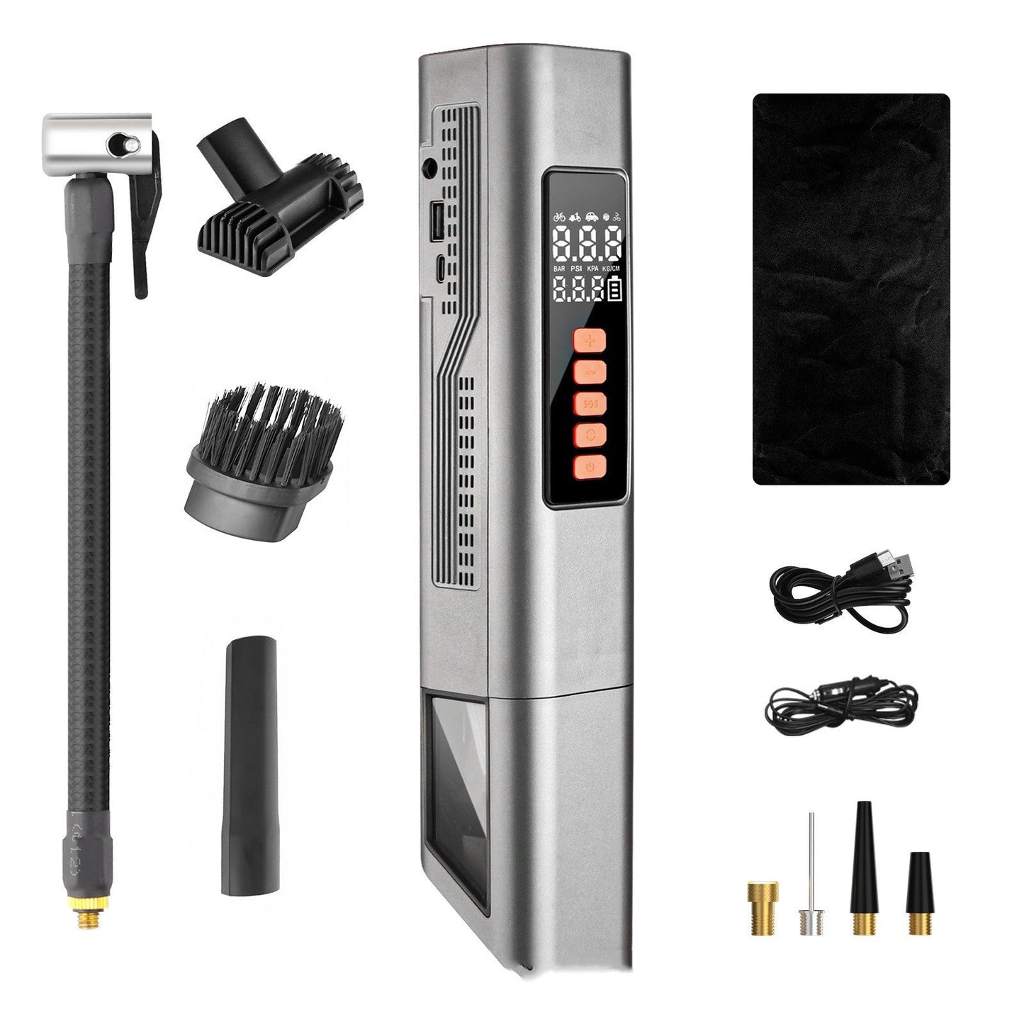 AirPro Draadloze Bandenpomp | met Zaklamp, Powerbank en Stofzuiger