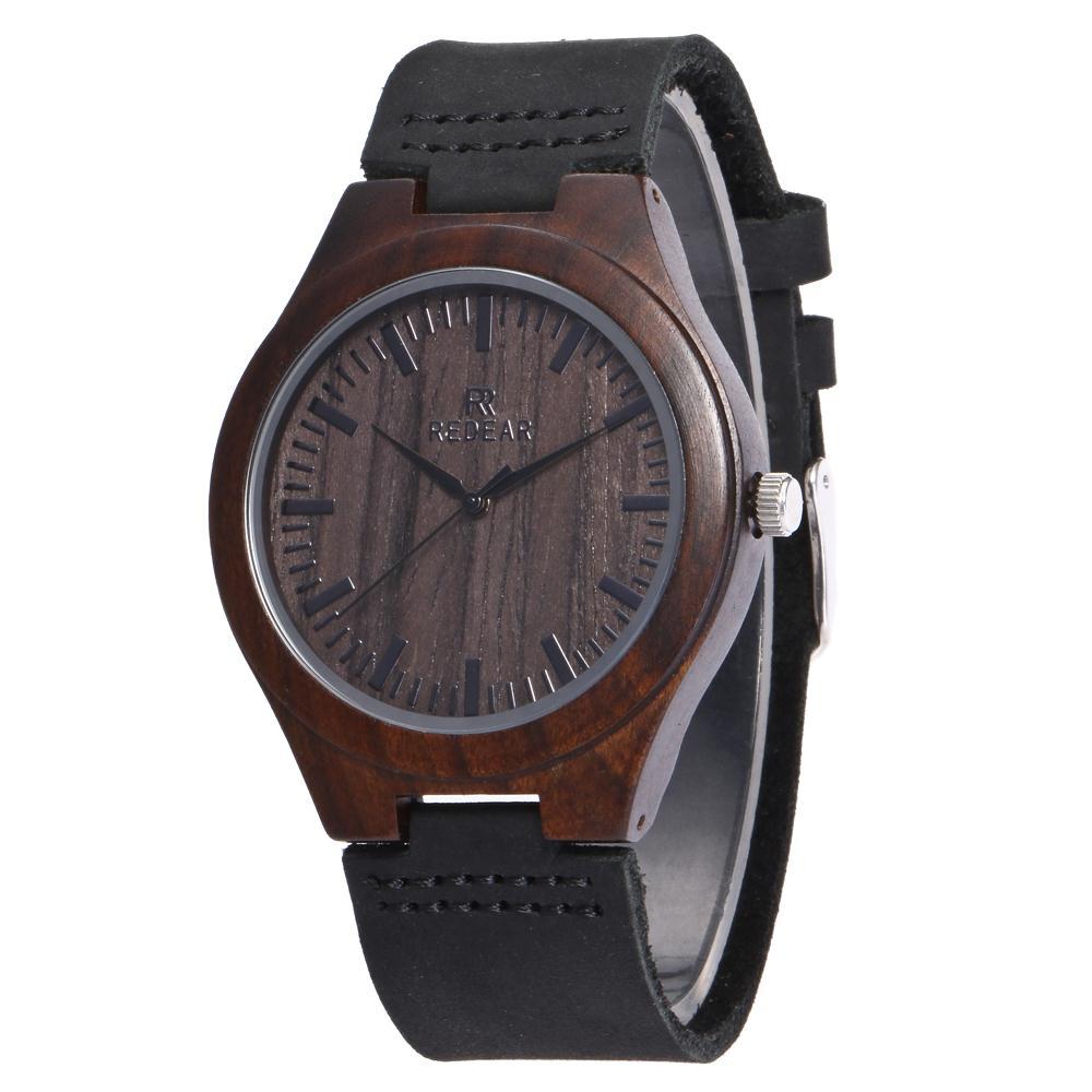ChronoWood Walnut horloge - Black Leather Strap