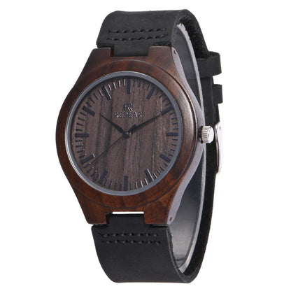 ChronoWood Walnut horloge - Black Leather Strap