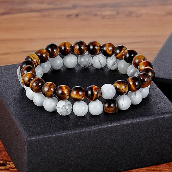 StoneBound Nature | Set van twee 8mm Kralen Armbanden