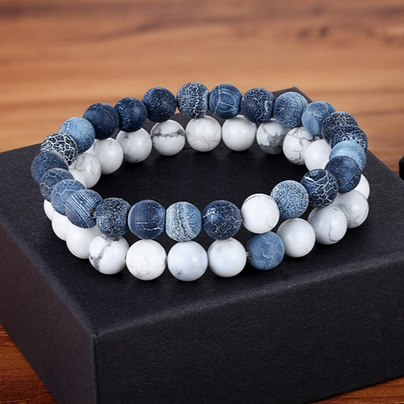 StoneBound Nature | Set van twee 8mm Kralen Armbanden