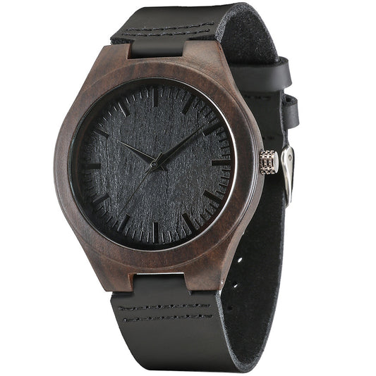 ChronoWood Ebony horloge - Black Leather Strap