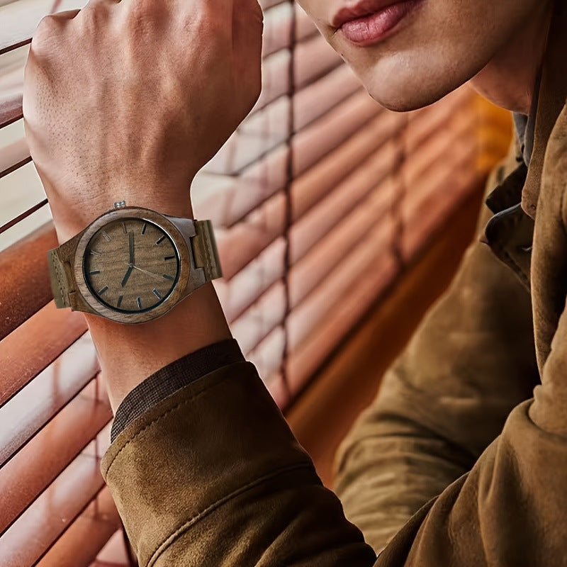 ChronoWood Walnut horloge - Brown Leather Strap