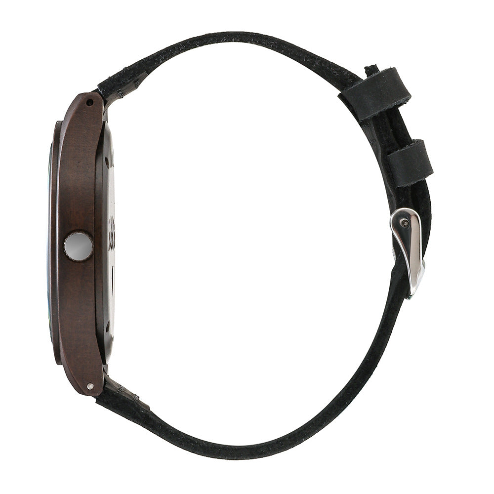 ChronoWood Ebony horloge - Black Leather Strap