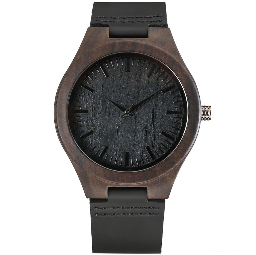 ChronoWood Ebony horloge - Black Leather Strap