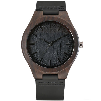 ChronoWood Ebony horloge - Black Leather Strap