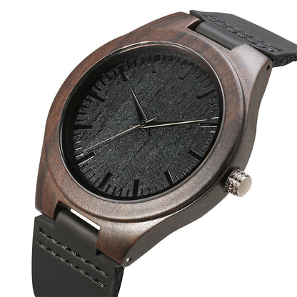 ChronoWood Ebony horloge - Black Leather Strap