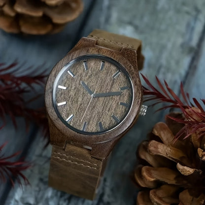 ChronoWood Walnut horloge - Brown Leather Strap