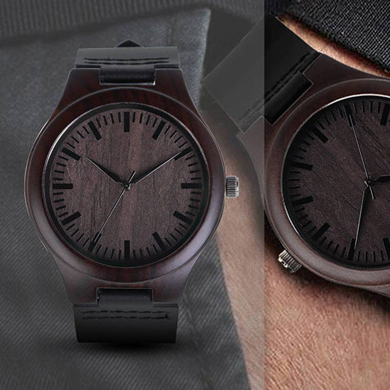ChronoWood Walnut horloge - Black Leather Strap