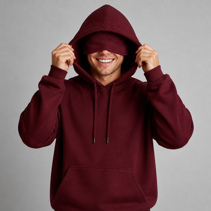 Sleepy Travel Hoodie Bordeaux - mannelijk model, lichte huidskleur