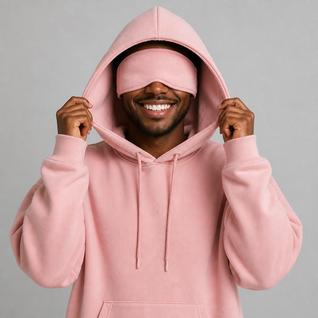 Sleepy Travel Hoodie Roze - mannelijk model, donkere huidskleur