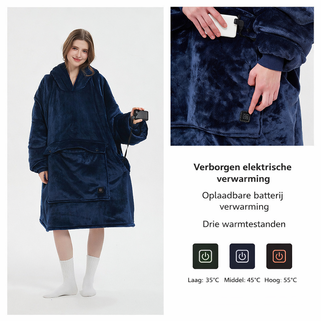 HeatPro Oversized Hoodie - Draadloos verwarmd en Plushy